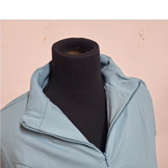 NEW! Shadow Sport Fitted Mock-Neck Zip Front Athletic Jacket, Light Sage Blue - Picture 8 of 10